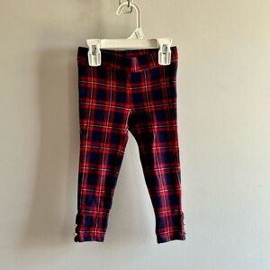 Janie and Jack Red and Navy Plaid Leggings